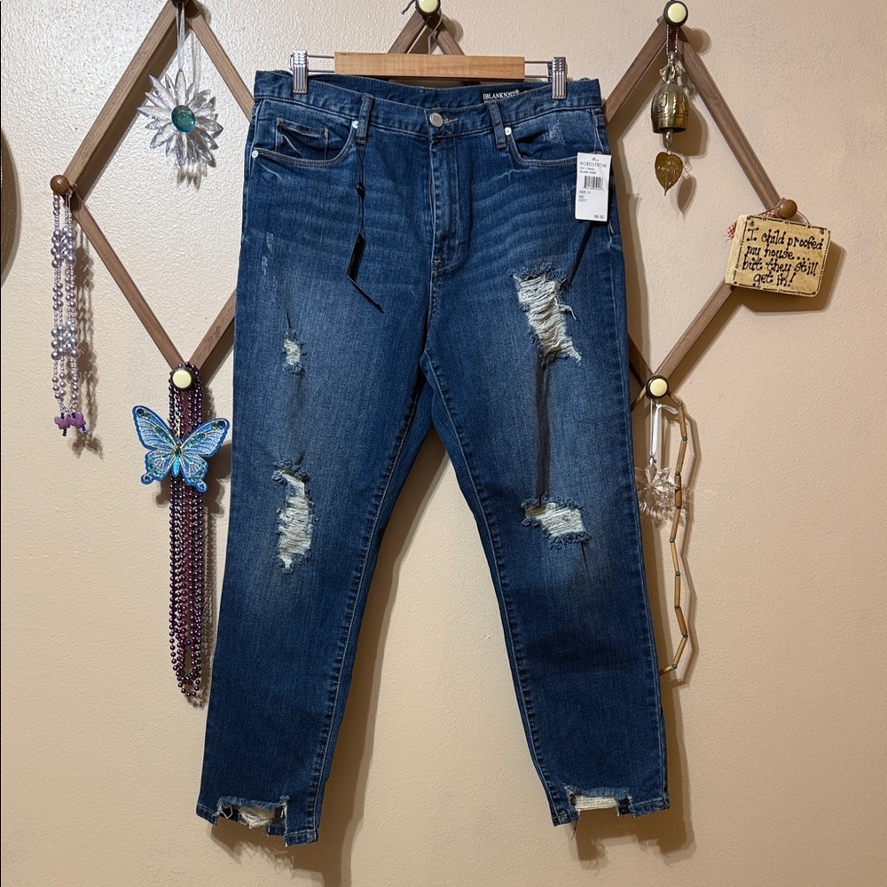 Blank NYC Distressed Indigo Cropped Jeans